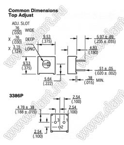 3386P-1-203 (20K) резистор подстроечный, однооборотный; R=20кОм