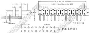 BL1320-2230R1 штыри двухрядные с двойным изолятором угловые, тип R1; 2x30-конт.