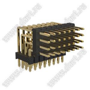 BL1320-24032R1 штыри четырехрядные угловые с двойным изолятором угловые, тип R1; 32-конт.