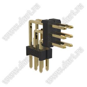 BL1315-23006R1 штыри трехрядные угловые с двойным изолятором угловые, тип R1; 6-конт.