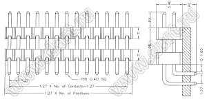 BL1415-22004R штыри двухрядные с двойным изолятором угловые; 4-конт.