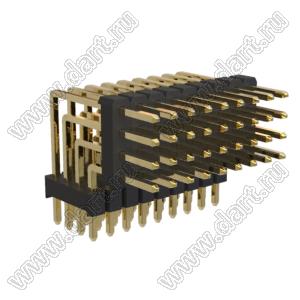 BL1320-24036R1 штыри четырехрядные угловые с двойным изолятором угловые, тип R1; 36-конт.