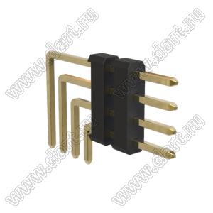BL1315-24004R2 штыри четырехрядные угловые с двойным изолятором угловые, тип R2; 4-конт.