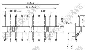 DS1025-04-23P8BS разъем штыревой однорядный для поверхностного (SMD) монтажа; шаг 2.00мм; P=2,0мм; 23-конт.