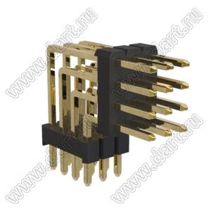 BL1320-24012R1 штыри четырехрядные угловые с двойным изолятором угловые, тип R1; 12-конт.