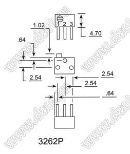 3262P-1-501 (500R) резистор подстроечный многооборотный; R=500(Ом)