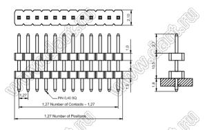 BL1410-2128S штыри однорядные с двойным изолятором прямые; 28-конт.