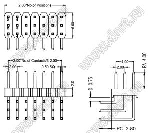 BL1320-13024R-2.0 штыри трехрядные угловые; 24-конт.