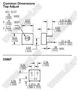 3386F-1-202 резистор подстроечный, однооборотный; R=2кОм