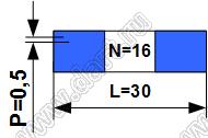 BLFPC P0,5 16PIN 30mm шлейф плоский сверхтонкий FFC/FPC; 16; длина 30мм; контакты на одной поверхности