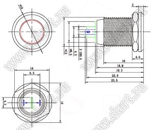 GQ12C-DR-3V индикатор светодиодный на панель красный 3V; цвет красный; Uпит.=3В