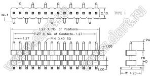 BL1410-2141M1 штыри SMD однорядные с двойным изолятором угловые, тип 1; 41-конт.