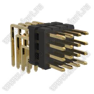 BL1320-24016R2 штыри четырехрядные угловые с двойным изолятором угловые, тип R2; 16-конт.