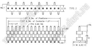 BL1410-2150M2 штыри SMD однорядные с двойным изолятором угловые, тип 2; 50-конт.