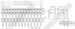BL1315-2264R2 штыри двухрядные с двойным изолятором угловые, тип R2; 64-конт.