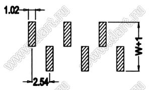 BL1225-1137M3 штыри однорядные SMD горизонтальные, тип 3; шаг 2.54мм; H=2.5мм; 37-конт.