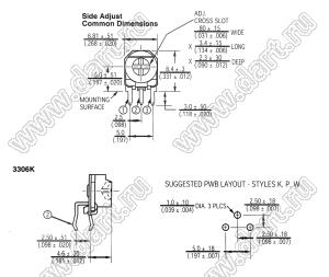 3306K-1-101 резистор подстроечный, однооборотный; R=100(Ом)