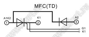 MFC90A1400V-TD модуль силовой диодно-тиристорный; I max=90А; V max.=1400В