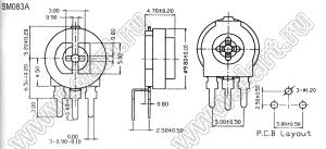 SM083A-504 углеродный подстроечный потенциометр; R=500кОм