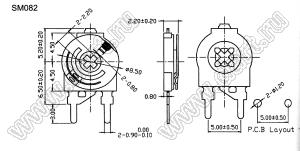 SM082-502 углеродный подстроечный потенциометр; R=5кОм