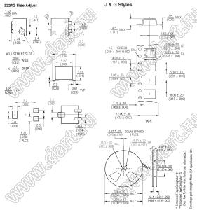 3224G-1-104 резистор подстроечный, для поверхностного (SMD) монтажа; R=100кОм