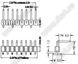 BL1217-1138M2 штыри однорядные SMD горизонтальные, тип 2; шаг 2.54мм; H=1.7мм; 38-конт.