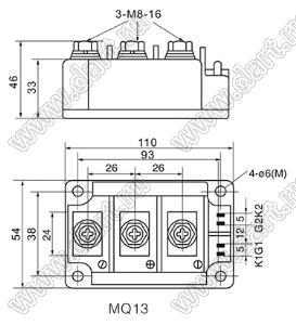 MFK200A1600V-TD модуль силовой диодно-тиристорный; I max=200А; V max.=1600В