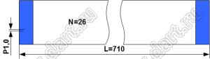 BLFPC P1,0 26PIN 710mm шлейф плоский, шаг 1,0мм 26 жил длина 710мм, контакты на одной поверхности