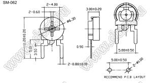 SM-062-100 углеродный подстроечный потенциометр; R=10(Ом)