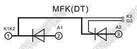 MFK250A1600V-DT модуль силовой диодно-тиристорный с общим катодом; I max=250А; V max.=1600В