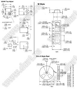 3224W-1-100 резистор подстроечный, для поверхностного (SMD) монтажа; R=10(Ом)