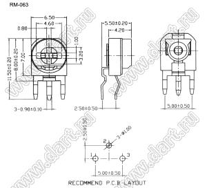 RM063-B104 резистор подстроечный; R=100кОм