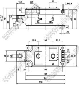 SKKT250/12E модуль силовой тиристор-тиристор SKKT; Vrrm=1200В