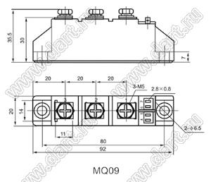 MFX25A1600V-DT модуль силовой диодно-тиристорный; I max=25А; V max.=1600В