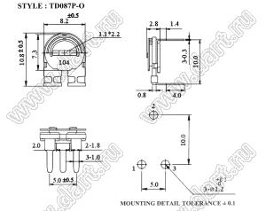 TD087P-O-101 углеродный подстроечный потенциометр; R=100(Ом)