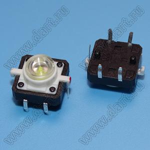 TS-G010W кнопка тактовая с подсветкой; белый светодиод
