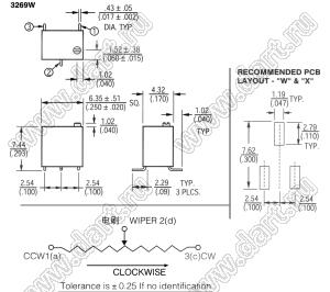 3269W-1-104 резистор подстроечный для поверхностного (SMD) монтажа; R=100кОм