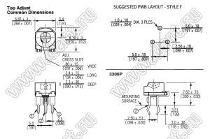 3306P-1-503 резистор подстроечный, однооборотный; R=50кОм