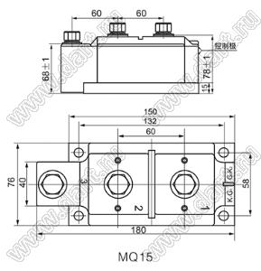 MFK1000A1600V-DT модуль силовой диодно-тиристорный с общим катодом; I max=1000А; V max.=1600В