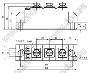 MFC110A1600V-DT модуль силовой диодно-тиристорный; I max=110А; V max.=1600В; V min=1600В