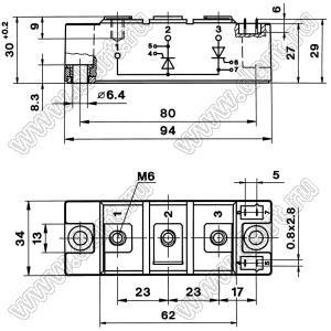 SKKT162/12E модуль силовой тиристор-тиристор SKKT; Vrrm=1200В