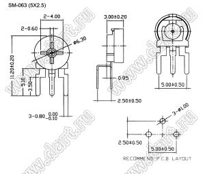 SM-063-203 углеродный подстроечный потенциометр; R=20кОм