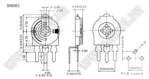 SM083-200 углеродный подстроечный потенциометр; R=20(Ом)