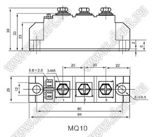 MFK90A1600V-DT модуль силовой диодно-тиристорный с общим катодом; I max=90А; V max.=1600В