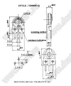 TD089F-Q-105 углеродный подстроечный потенциометр; R=1МОм