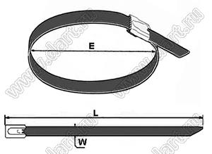 BLSSTL-12.7x450 стяжка кабельная стальная нержавеющая; L=450мм; W=12,7мм; E=115мм; e=25,4мм; 317кг