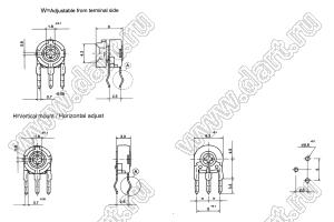 PT6-W-H-103 углеродный подстроечный потенциометр; R=10кОм