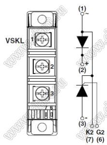 VS-VSKL71/16 модуль полупроводниковыь силовой тиристорный; Itav=75А; Vrrm=1600В