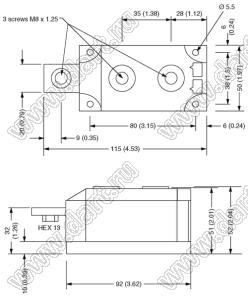 VS-VSKV250-12PbF модуль полупроводниковыь силовой тиристорный; Itav=250А; Vrrm=1200В