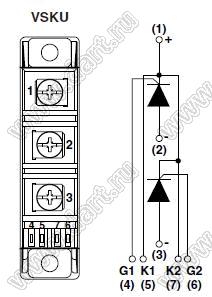 VS-VSKU26/16 модуль полупроводниковыь силовой тиристорный; Itav=27А; Vrrm=1600В
